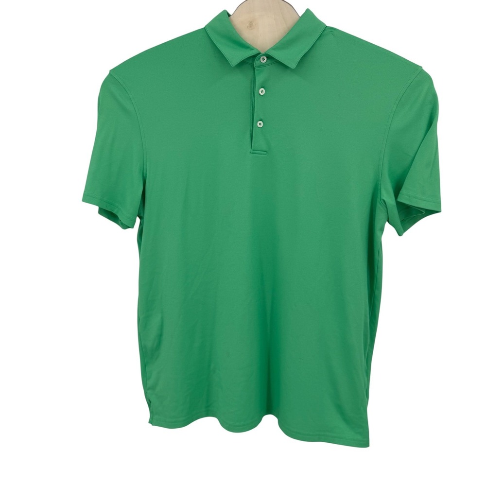 Southern Tide Mens XL Green Performance Short Sleeve Polo Shirt Fish Logo Preppy